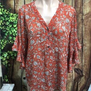 Vince Camuto Ruffle Sleeve Blouse Size Medium